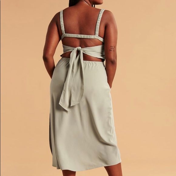 Abercrombie Open Tie-Back Slip Midi Dress - Picture 2 of 2